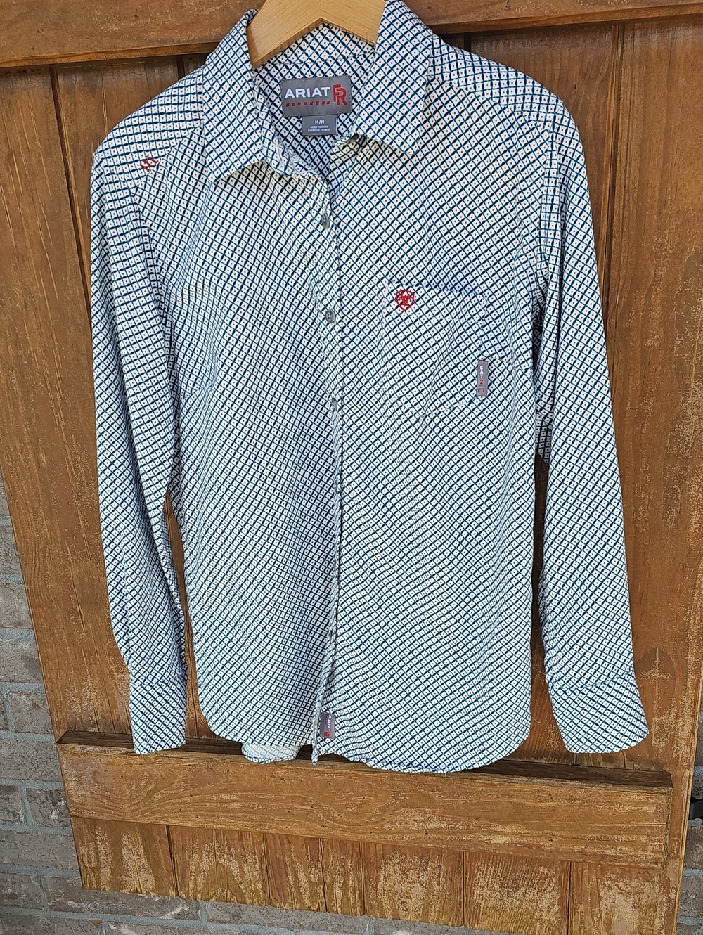 Ariat Womens Blue Patterned Fire Resistant Long-Sleeve Shirt